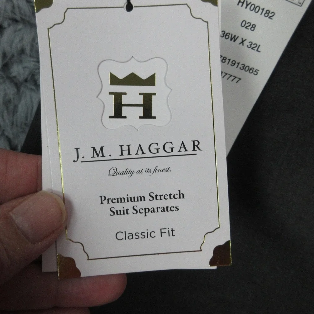 J.M. Haggar Dress Pants Mens 36x32 Charcoal Classic Fit Premium Flex 37x32 NWT